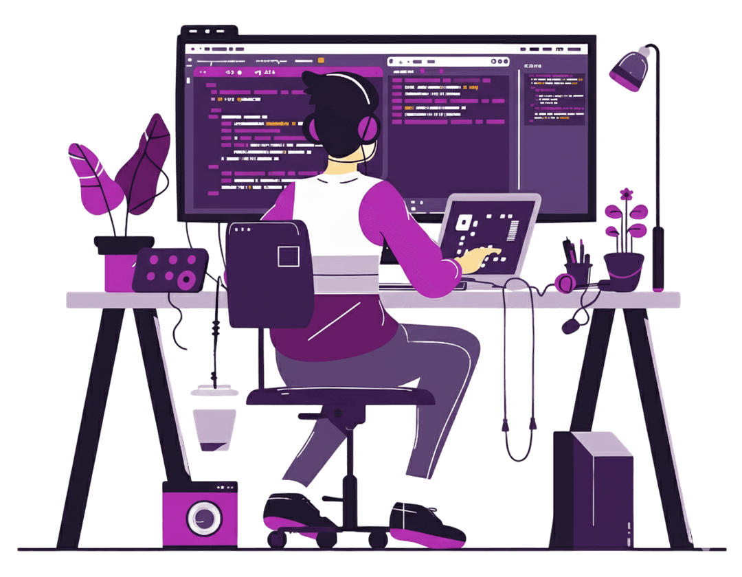 A child learning to code with a mentor